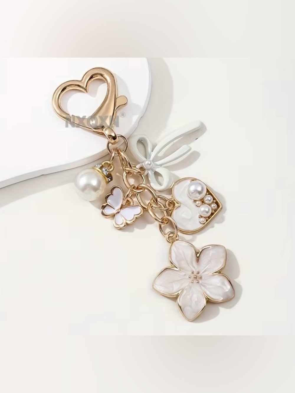 White Floral Bag Charm